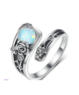 Rose opal sterling silver spoon ring - €20,38 EUR