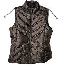 Eddie Bauer Women L Goose Down Premium Full Zip Puffer Brown Quilted Vest - $31.63