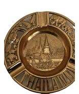 Vintage Thailand Brass Ashtray Temple Elephant Embossed Souvenir Collect... - $32.99
