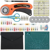 Rotary Cutter Set, 96 Pcs Quilting Kit 45Mm Fabric Cutters Kit With 5 Ex... - £34.00 GBP