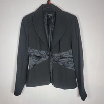 BEBE Womens Blazer Jacket Size 6 Black Peplum  3 Clasp Closure - £23.54 GBP