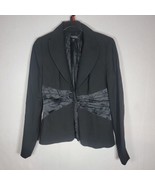 BEBE Womens Blazer Jacket Size 6 Black Peplum  3 Clasp Closure - £23.59 GBP