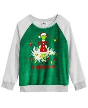 Girls Sweatshirt Christmas The Grinch Gray Green Long Sleeve Crew Awake-... - £15.82 GBP