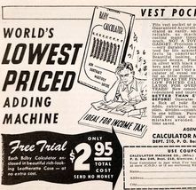 1949 Baby Pocket Calculator Analog Advertisement Adding Machine Illinois... - €21,41 EUR