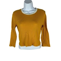 Forever 21 Women&#39;s Ribbed Long Sleeve Knit Crop Top Mustard Yellow Size L - £7.10 GBP