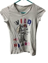Jaya Apparel Gray T Shirt Girls Size L Wild at Heart Fox Furry Tail  - £4.72 GBP