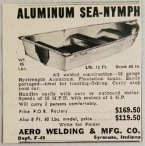 1949 Print Ad Aero Welding Sea-Nymph Aluminum Boats Syracuse,IN - $7.90