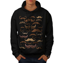 Wellcoda Mustache Madness Mens Hoodie, Moustache Casual Hooded Sweatshirt - £25.71 GBP+