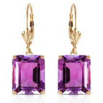 13 Carat 14K Solid Gold Leverback Earrings Purple Amethyst Genuine Gemstone - £450.32 GBP