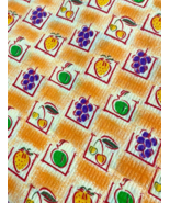 Vintage Fruit Fabric 4+ Yards Orange Grape Strawberry Apple Textured Lig... - $1,125.28 MXN