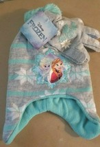 Disney Frozen Winter Hat And Mitten Gloves Set Girls Elsa Cute New Without Tags - £9.51 GBP