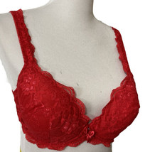 Cacique Boost Balconette Lacey Push Up Underwire Bra Sz 36C Lacey Sexy Red - £13.19 GBP