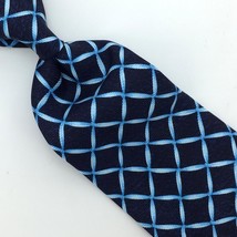 Bvlgari Italy Tie Surf-Blue Black Sevenfold Squares Grid Luxury Necktie Silk L1 - £111.12 GBP