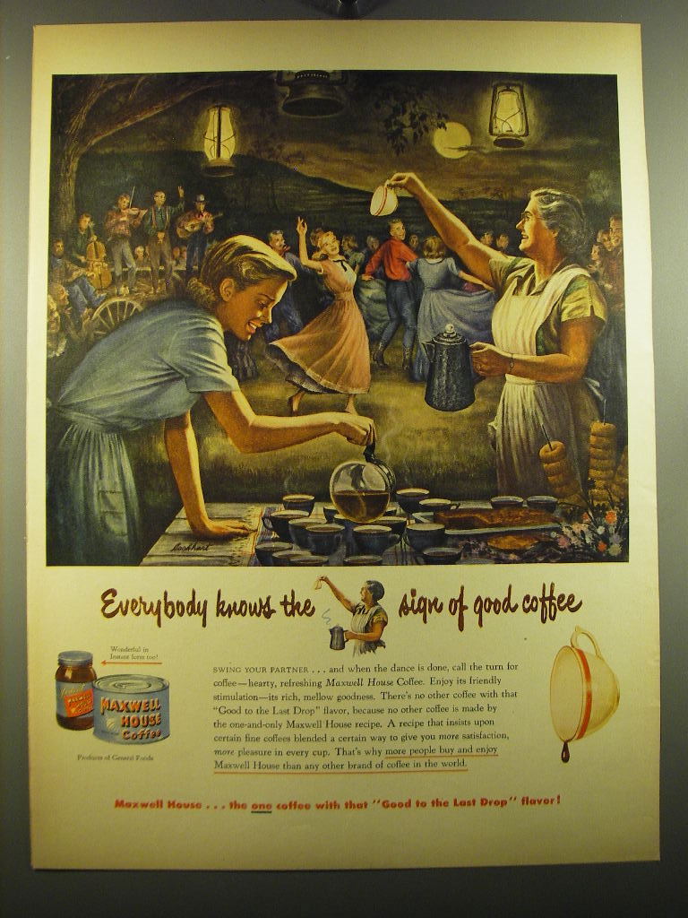 1950 Maxwell House Coffee Advertisement - Everybody knows the sign - $18.49
