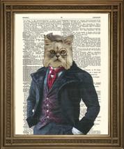 Vittoriano Dandy Gatto Stampa: Divertimento, Vintage Dizionario Page Muro Decoro - £5.12 GBP