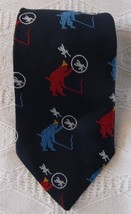 National Shirt Shops Vintage Mens Navy Blue Neck Tie Frogs Clown Hoops Whip - £10.11 GBP