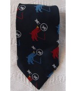 National Shirt Shops Vintage Mens Navy Blue Neck Tie Frogs Clown Hoops Whip - $12.86