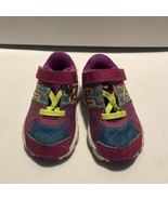 Neon purple &amp; yellow new balance toddler sneakers size 4 hook &amp; loop - $312.25 MXN