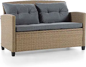 Mobler Transitional Steel Frame And All-Weather Wicker 48 In. Wide 2-Sea... - $315.99
