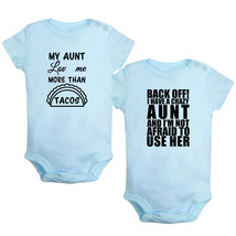 Back Off! I Have A Crazy Aunt Funny Rompers Baby Bodysuits Infant Jumpsuits 2PCS - £15.95 GBP