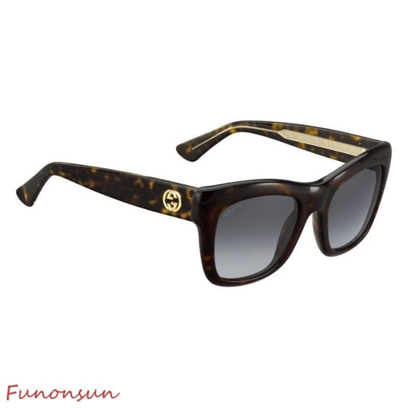 Gucci Women's Sunglasses GG3827 KCL Dark Havana/Grey Gradient Lens Rectangular - $218.25
