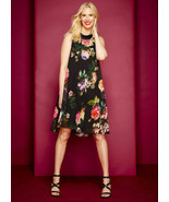 Laura Floral Reverse Collar Trapeze Dress Size 14 Color Black - $1,412.50 MXN