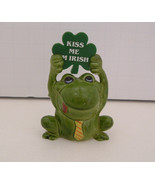 1980 enesco kiss me I&#39;m Irish shamrock small green vintage frog toad fig... - $27.16 CAD