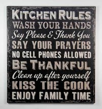 1422 Kitchen Rules Black Sign  - $17.95
