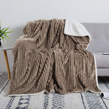 [US Direct] CAROMIO Sherpa Fleece Soft Plush Jacquard Fluffy Throw Blanket Brown - £47.56 GBP