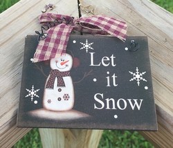 206-69484 Let Is Snow Snowman Sign hangs by Wire - $2.25