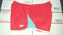 Nike TEMPO Women&#39;s Running Shorts Sz L RED BLUE TRIM Design - $24.99