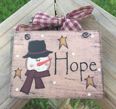 206-69484 Hope Snowman Sign hangs by Wire - $2.25