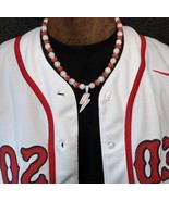 Iced Crystal Disco Ball Beaded Baseball Necklace Red Sox White Lightning... - $19.79+