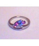PINK SAPPHIRE THREE-STONE RING IN FOAMING WAVE SETTING - SIZE 6  - £3.98 GBP