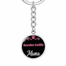 Dog Mom Keyring Border Collie Mama Circle Keychain Stainless Steel Or 18k Gold - $34.60