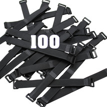 100 x 8&quot; Black Cable Ties ~ Wire Cord Straps Reusable Hook &amp; Loop ~ US S... - £32.04 GBP