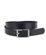 Classic Rectangle Buckle Leather Belt Black Medium - $35.32 CAD