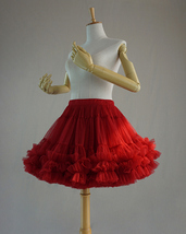 Burgundy Ballerina Tulle Skirt High Waisted Women Girl Knee Length Ballet Tutu image 7