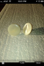 pearlized white button earrings surgical posts - $18.99