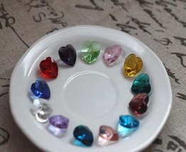 14MM 20Pcs Charms Glass Crystal Heart Faceted Beads Pendant Jewelry Acce... - $5.88+