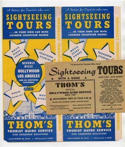 Primary image for Thom's Sightseeing Tours Brochure Beverly Hills Hollywood California 1950's