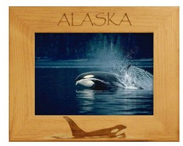 Alaska with Killer Whale Laser Engraved Wood Picture Frame Landscape (3 x 5)  - £20.70 GBP