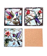 Hummingbird Coaster Set – Stained Glass Style – Set of 4 Ceramic Coaster... - $37.03 CAD