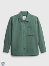 New GAP Kids Boys Green Pointed Collar Long Sleeve Pockets Shirt Jacket 10 - £27.62 GBP
