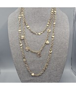 Alwand Vahan Layered Necklace Hammered Discs Gold Tone Rhinestone Accent... - $932.34 MXN