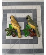 Chalkware Wall Hanging Birds Perched on Tree Branch Lot of 2 5.25 Inch - £19.81 GBP