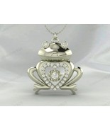 925 Sterling Silver Frog with Heart Pendant Necklace, Diamond Stone Jewelry - $55.96 CAD+