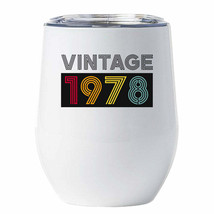 Vintage 1978 Tumbler 44 Years Old 44th Birthday Color Retro Wine Cup 12oz Gift - £18.21 GBP