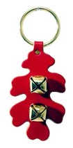 RED OAK LEAF DOOR CHIME - Leather w/ Brass Sleigh Bells - Amish Handmade... - £19.66 GBP