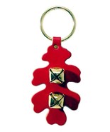 RED OAK LEAF DOOR CHIME - Leather w/ Brass Sleigh Bells - Amish Handmade... - £19.93 GBP